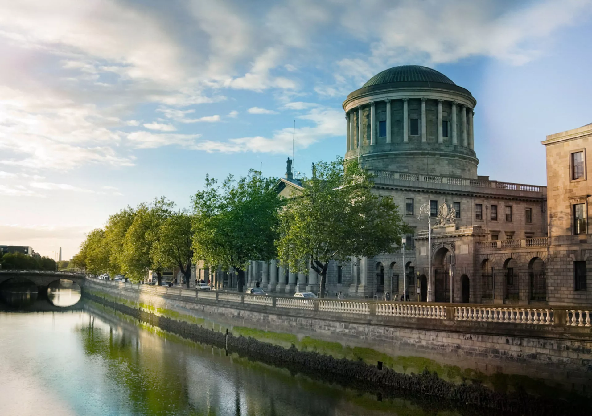 River Liffey and the Four Courts in Dublin, Ireland.