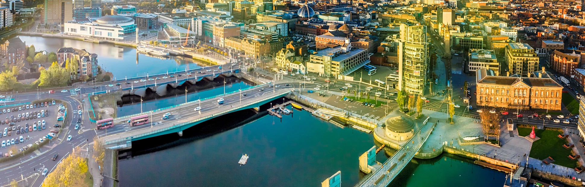 Aerial view of Belfast in autumn