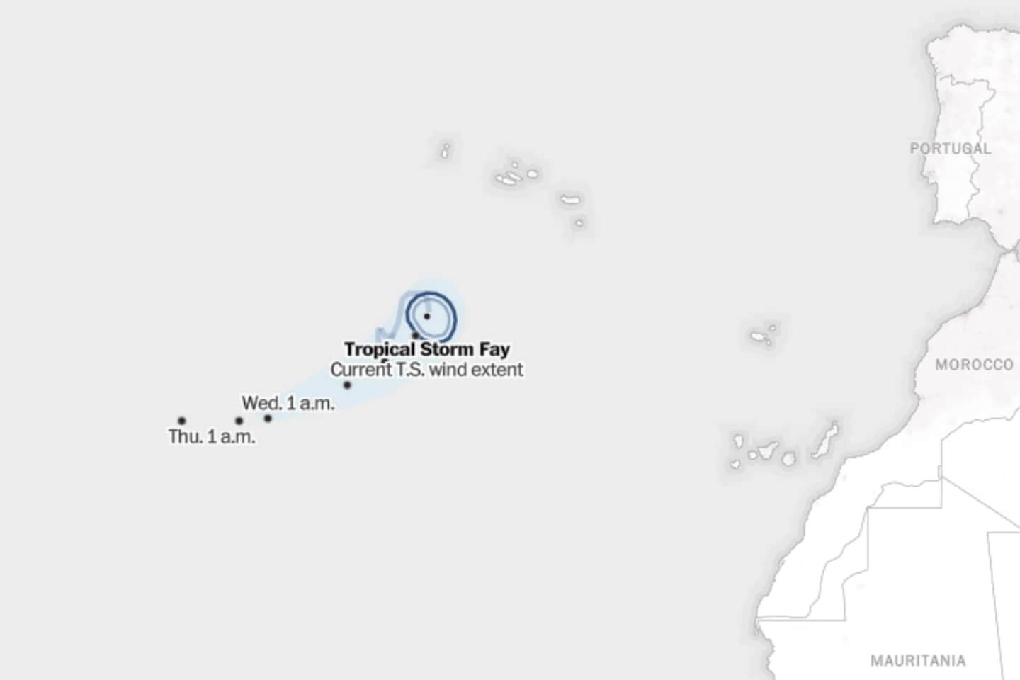 Tropical Storm Fay tracker: Map and projected storm path