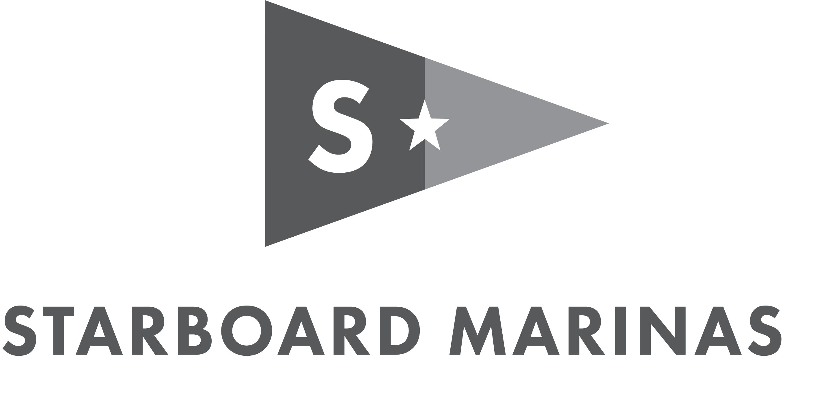Gray Starboard Marinas logo with a pennant containing an S and a star, used on State Park Marina’s website.
