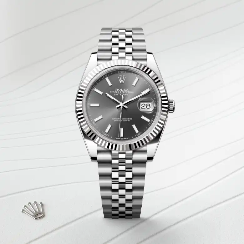 Rolex Datejust in White Rolesor - combination of Oystersteel and white gold, M126334-0014 - Rolex Boutique Crystals