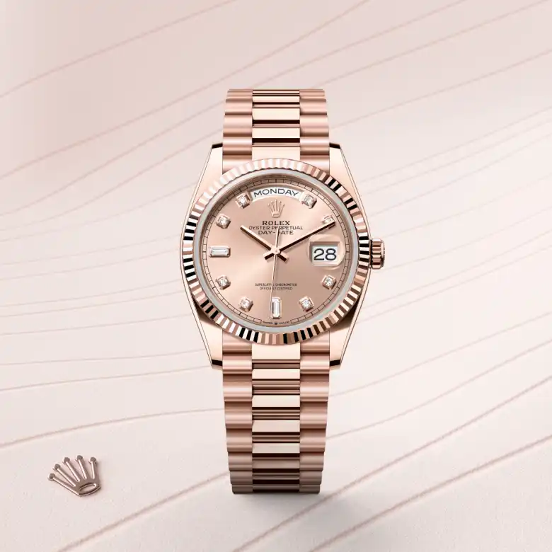 Rolex Day-Date in 18 kt Everose gold, M128235-0009 - Benari Jewelers