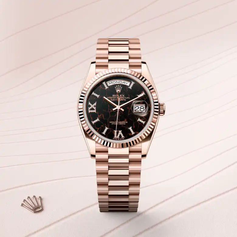 Rolex Day-Date in 18 ct Everose gold, M128235-0041 - Nash Jewellers