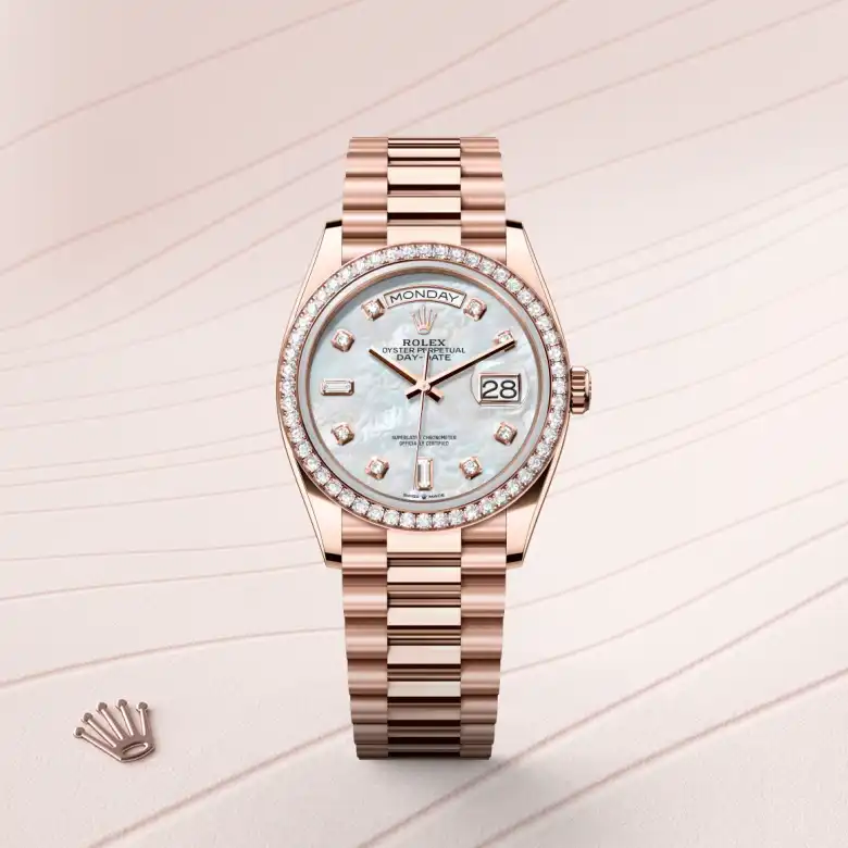 Rolex Day-Date in 18 ct Everose gold, M128345RBR-0028 - J. Vair Jewellers