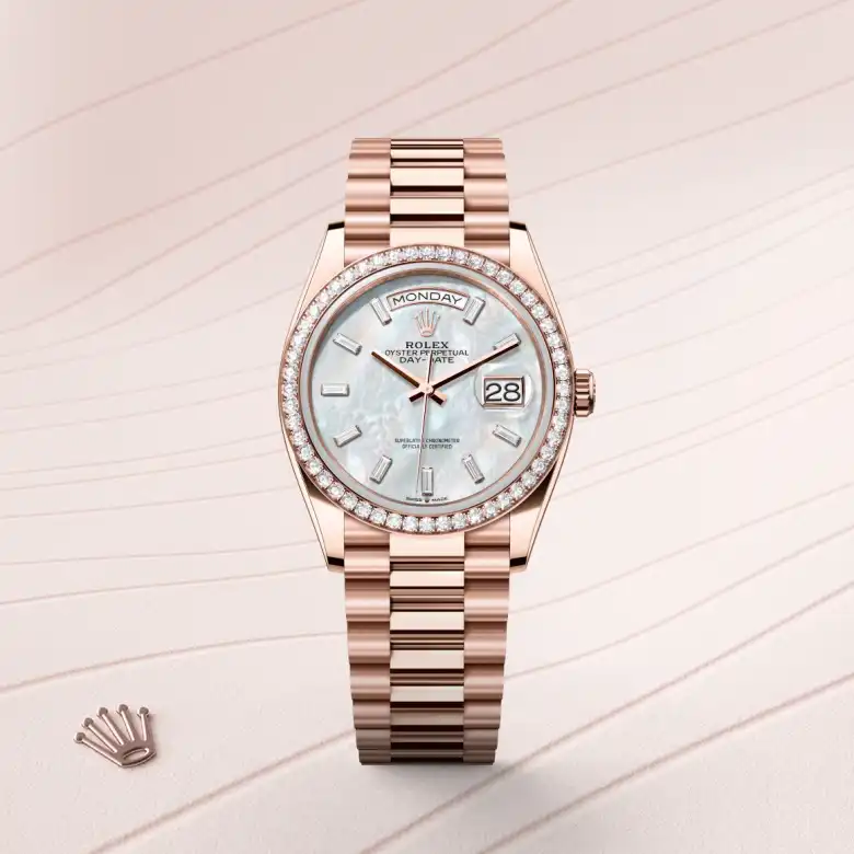 Rolex Day-Date in 18 ct Everose gold, M128345RBR-0077 - J. Vair Jewellers