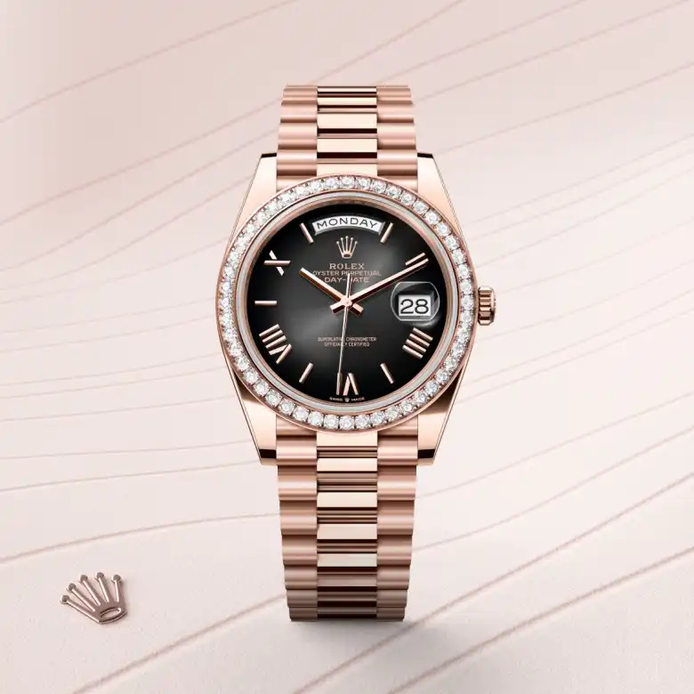 Rolex Day-Date in 18 kt Everose gold, M228345RBR-0025 - Heller Jewelers