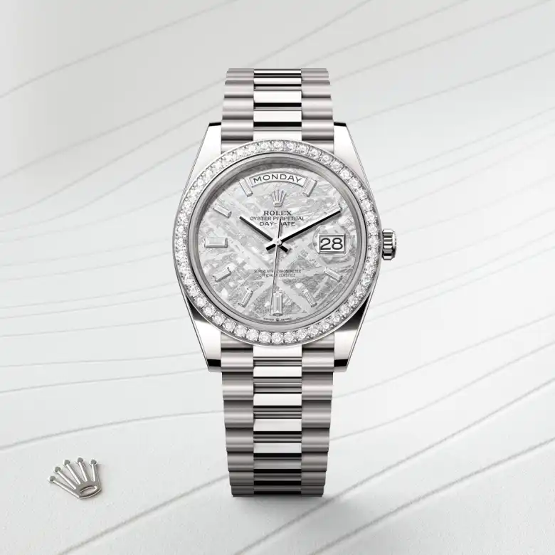 Rolex Day-Date in 18 kt white gold, M228349RBR-0040 - Benari Jewelers