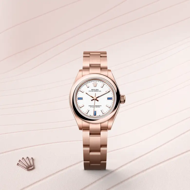 Rolex Oyster Perpetual in 18 kt Everose gold, M276205-0002 - Heller Jewelers