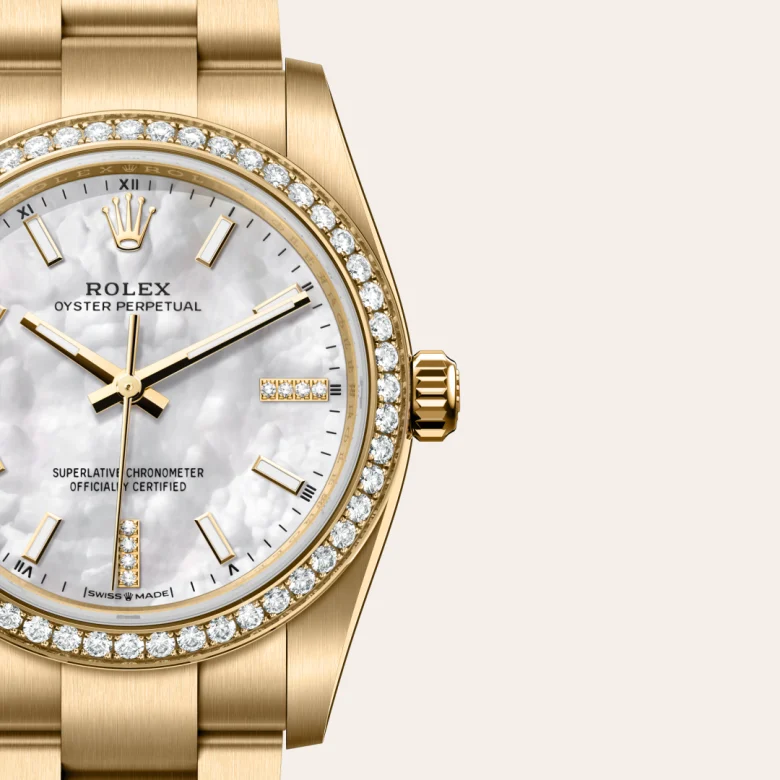 Rolex Oyster Perpetual in 18 kt yellow gold, M124248RBR-0001 - Heller Jewelers