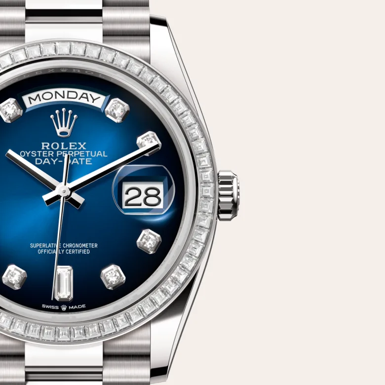 Rolex Day-Date in 18 kt white gold, M128399TBR-0007 - Heller Jewelers