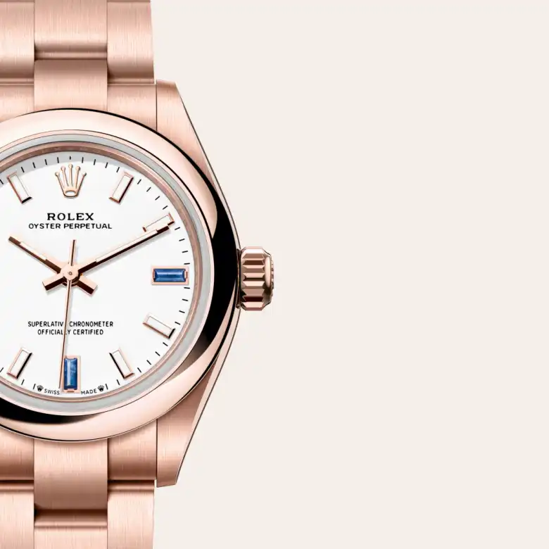 Rolex Oyster Perpetual in 18 kt Everose gold, M276205-0002 - Heller Jewelers