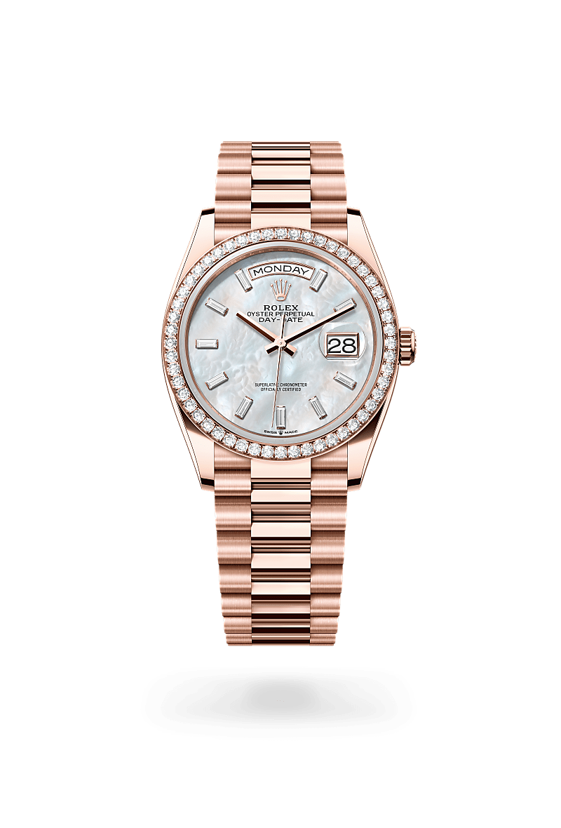 Rolex Day-Date in 18 ct Everose gold, M128345RBR-0077 - J. Vair Jewellers