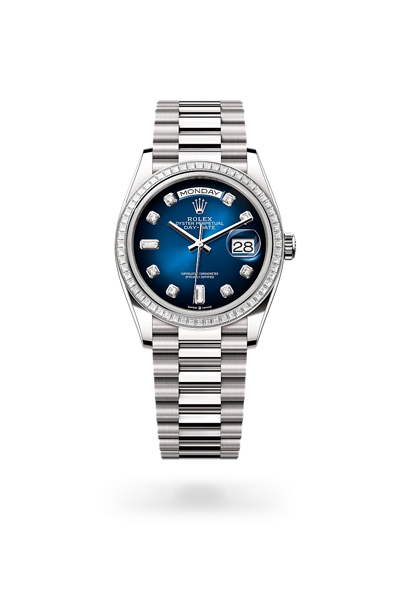Rolex Day-Date in 18 kt white gold, M128399TBR-0007 - Heller Jewelers