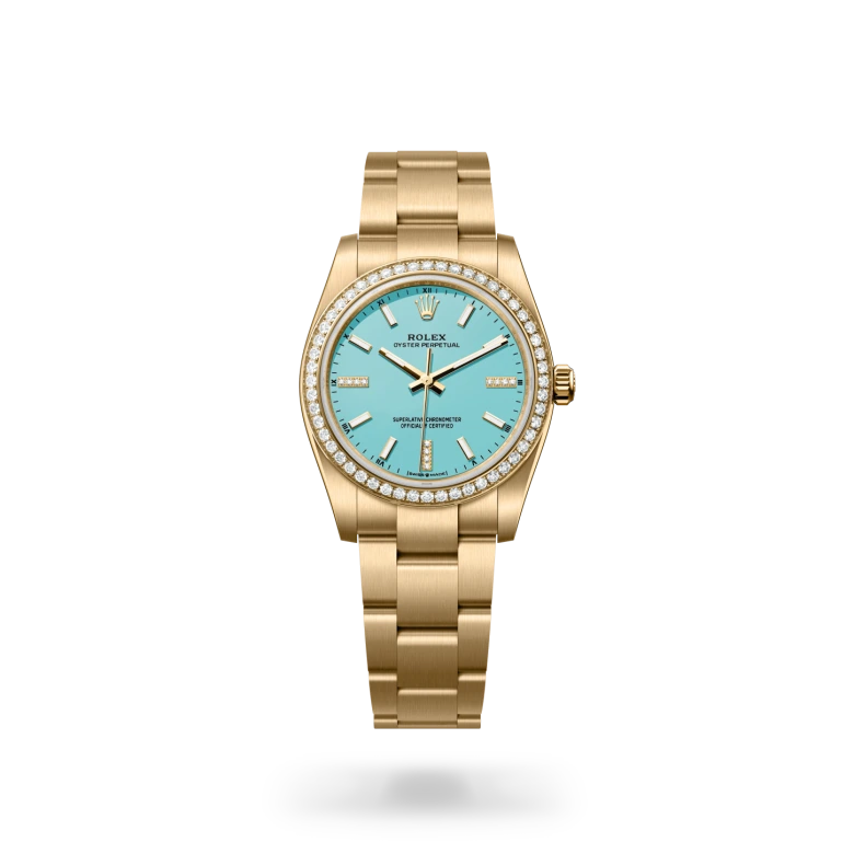 Rolex Oyster Perpetual in 18 kt yellow gold, M124248RBR-0002 - Heller Jewelers