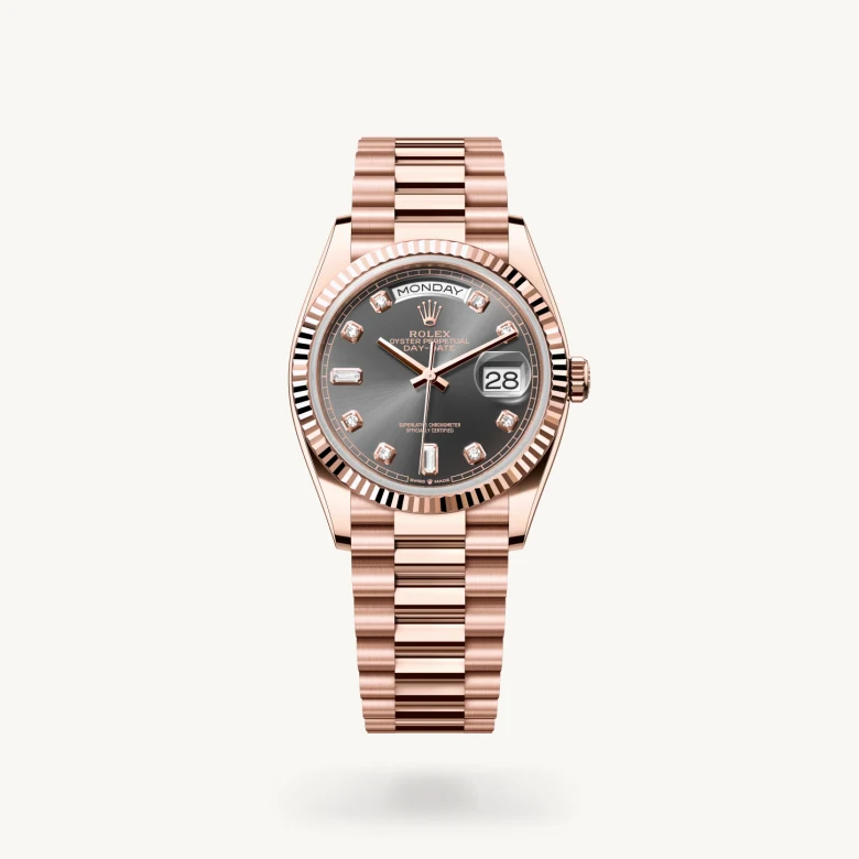 Rolex Day-Date in 18 ct Everose gold, M128235-0050 - J. Vair Jewellers