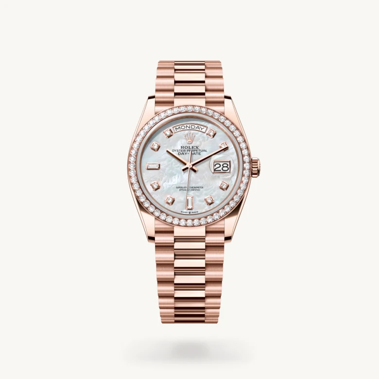 Rolex Day-Date in 18 ct Everose gold, M128345RBR-0028 - J. Vair Jewellers