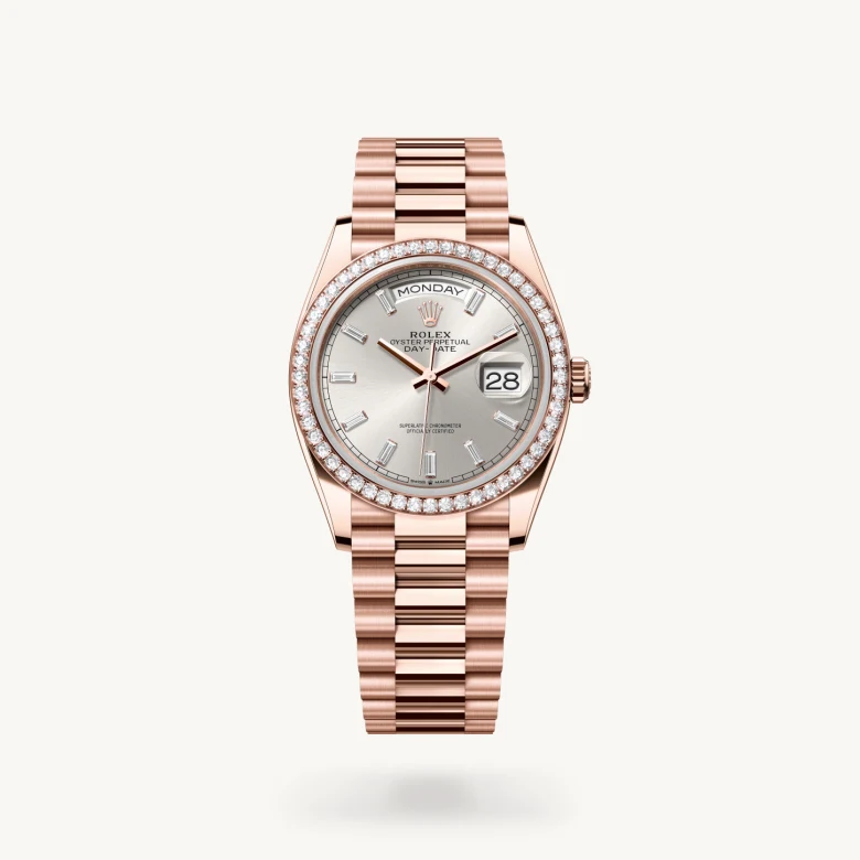Rolex Day-Date in 18 ct Everose gold, M128345RBR-0081 - Rolex Boutique San Jose