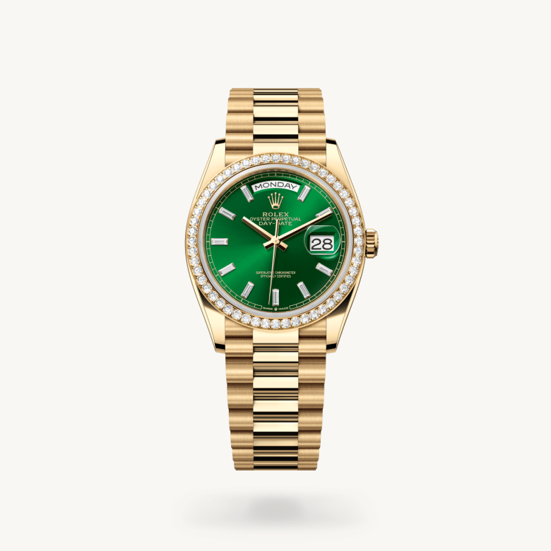 Rolex Day-Date in 18 ct yellow gold, M128348RBR-0078 - Rolex Boutique San Jose