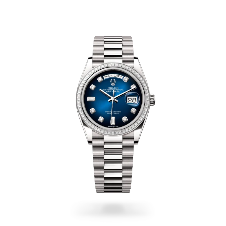 Rolex Day-Date in 18 kt white gold, M128399TBR-0007 - Heller Jewelers