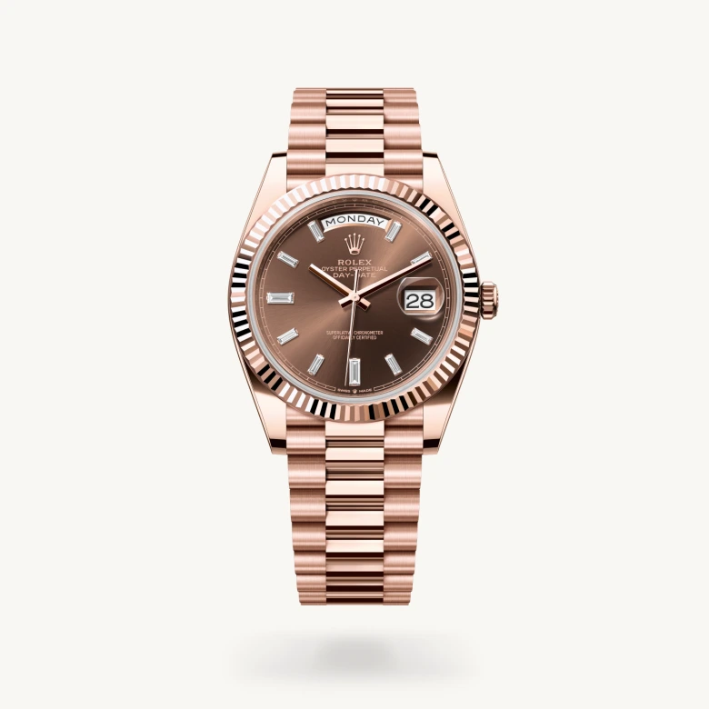 Rolex Day-Date in 18 ct Everose gold, M228235-0003 - J. Vair Jewellers