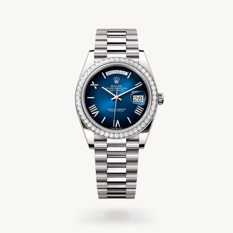 Rolex Day-Date in 18 ct white gold, M228349RBR-0045 - Rolex Boutique San Jose