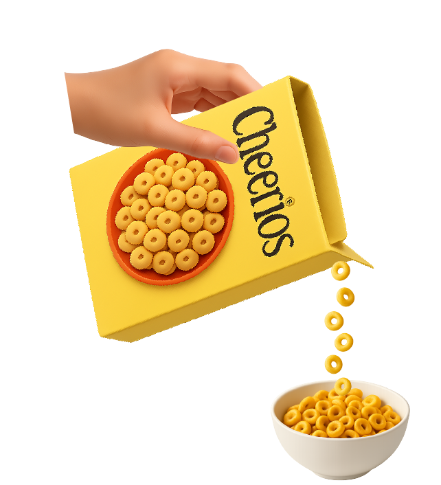 Cheerios box held at an angle