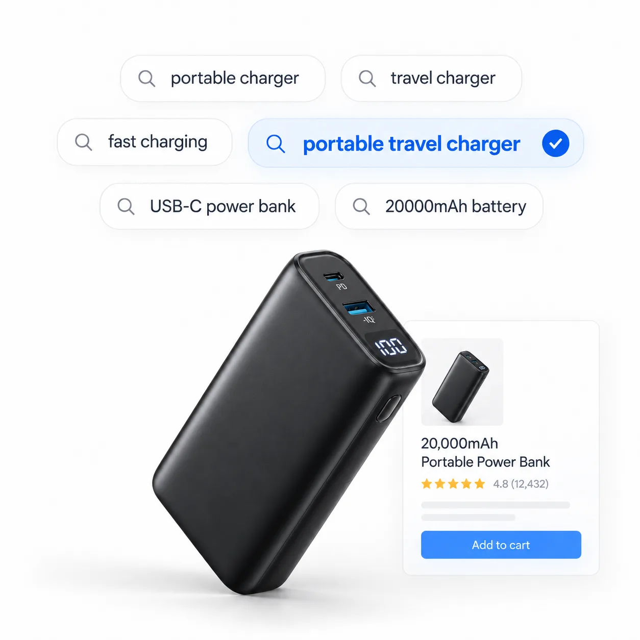 Optimize Amazon listing keywords to help shoppers find a portable power bank