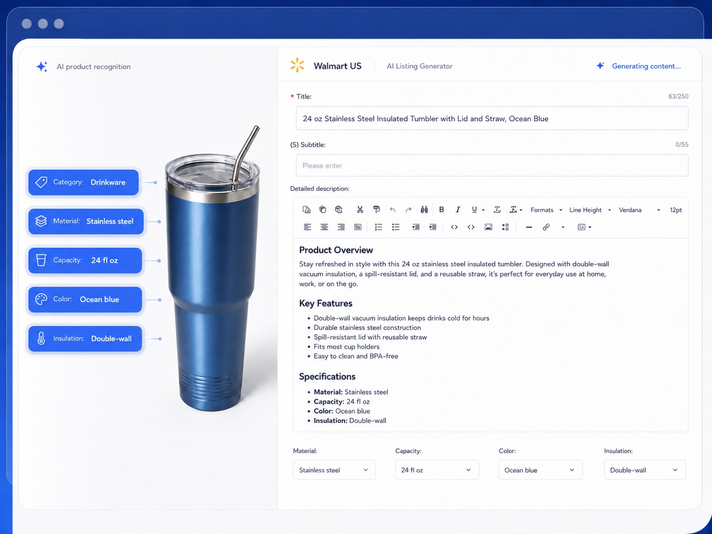 Maxmerce checks Walmart category and attribute requirements before publishing
