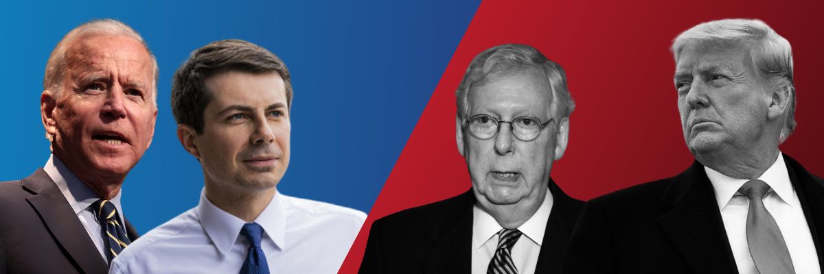 Donald Trump and Mitch McConnell vs. President Biden and Pete Buttigieg