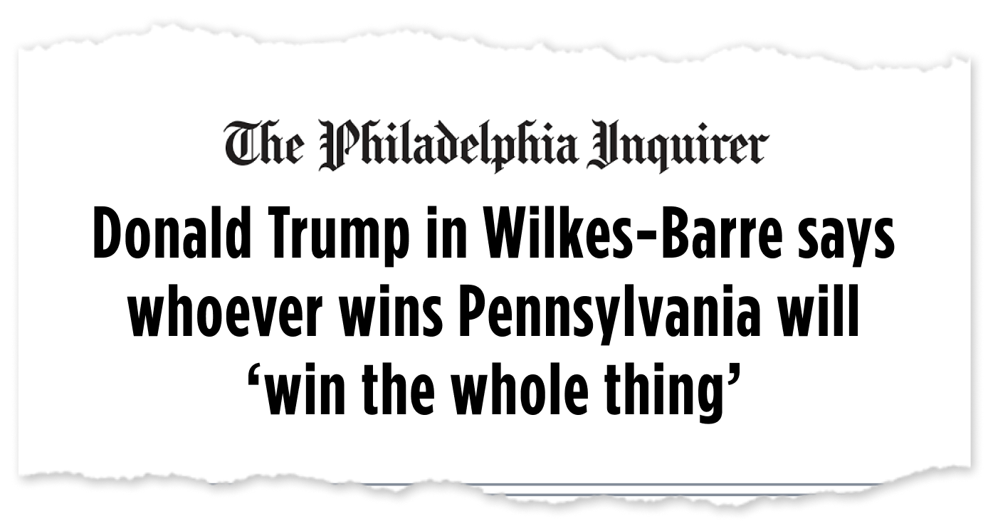 Headline from the Pennsylvania Inquirer