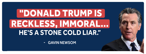 Donald Trump is reckless, immoral...he's a stone cold liar. - Gavin Newsom