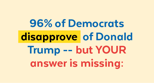 96% of Democrats disapprove of Donald Trump -- but your answer is missing: