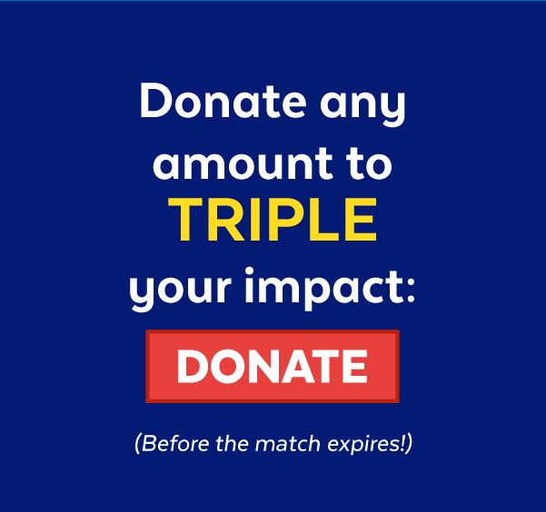 Donate any amount to triple your impact: Donate (Before the match expires!)