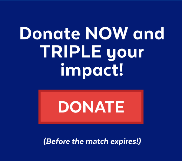 Donate now and triple your impact! | Donate (Before the match expires!)