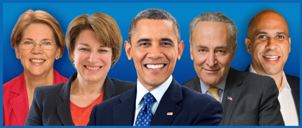 Elizabeth Warren, Amy Klobuchar, Barack Obama, Chuck Schumer, Cory Booker