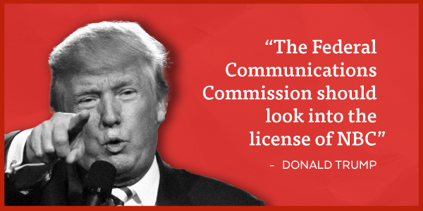 'The Federal Communications Commission should look into the license of NBC' - Donald Trump