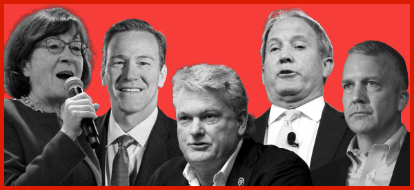 Susan Collins (Maine), Jon Husted (Ohio), Mike Collins (Georgia), Ken Paxton (Texas), Dan Sullivan (Alaska)