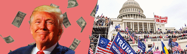 Gif of Trump with money falling and Capitol
