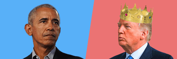 Barack Obama and Trump w/ Crown Falling