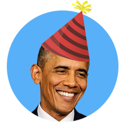 Barack Obama Smiling w/ Birthday Hat