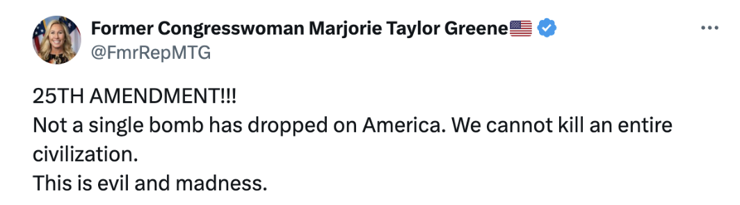 Marjorie Taylor Greene Calls for 25th Amendment against Trump