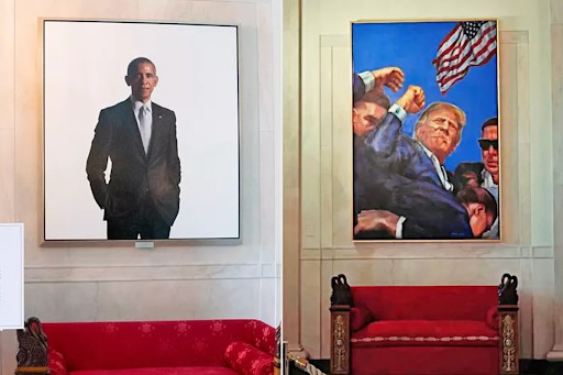 Barack Obama's portrait replaced with Donald Trump's