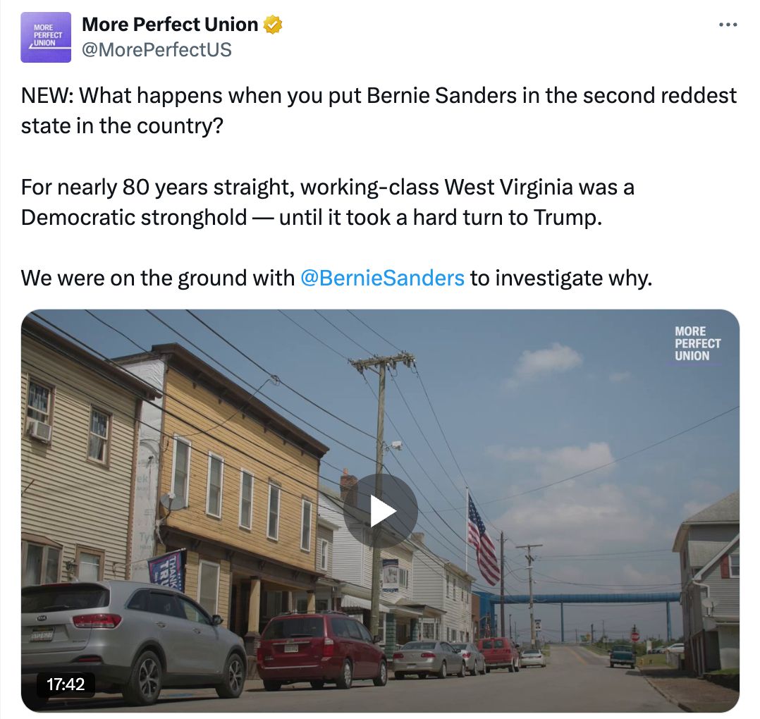 More Perfect Union Video of Bernie in West Virginia