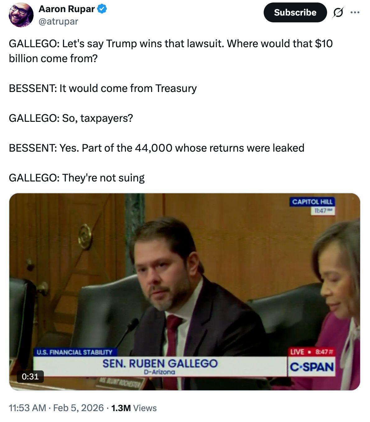 Ruben vs Scott Bessent