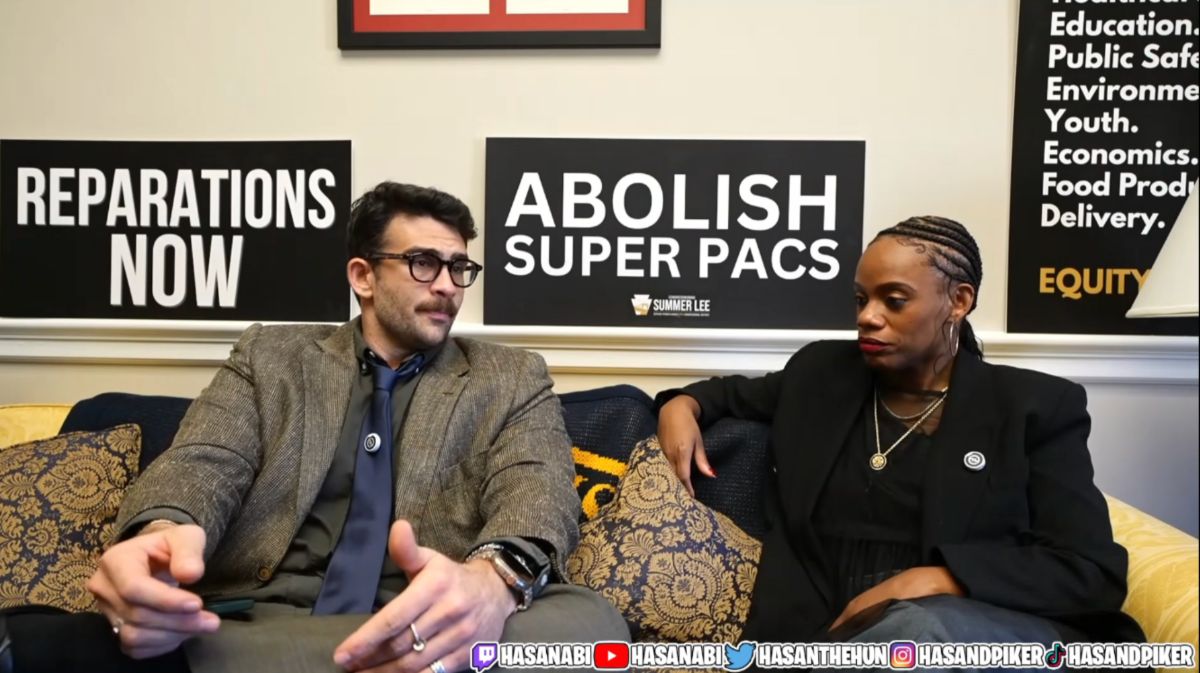 Screenshot of Hasan Piker and Rep. Summer Lee 