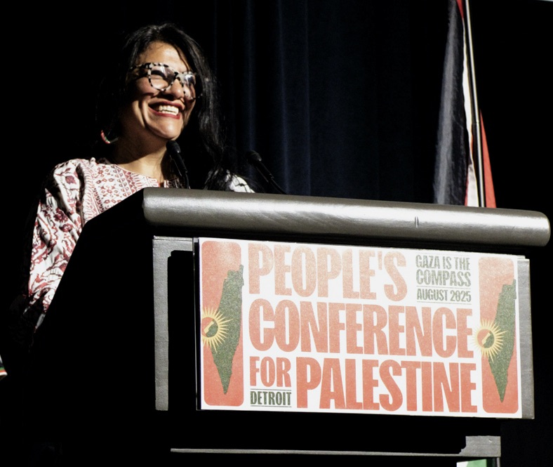 Photo of Rep. Rashida Tlaib at the People's Conference for Palestine