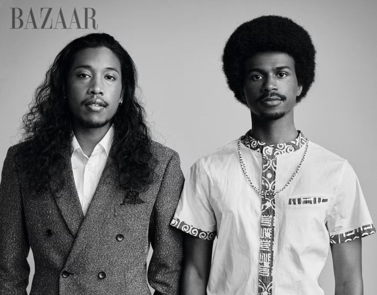 Image from Bazaar photoshoot of Justin Jones and Justin Pearson