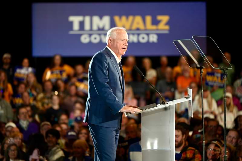 Image of Tim Walz speaking at a campaign event
