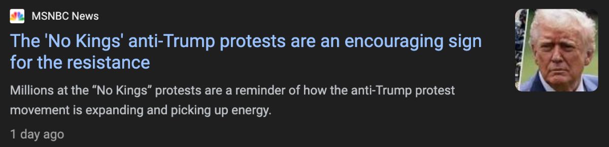 MSNBC headline: The 'No Kings' Anti-Trump Protests Are An Encouraging Sign For The Resistance