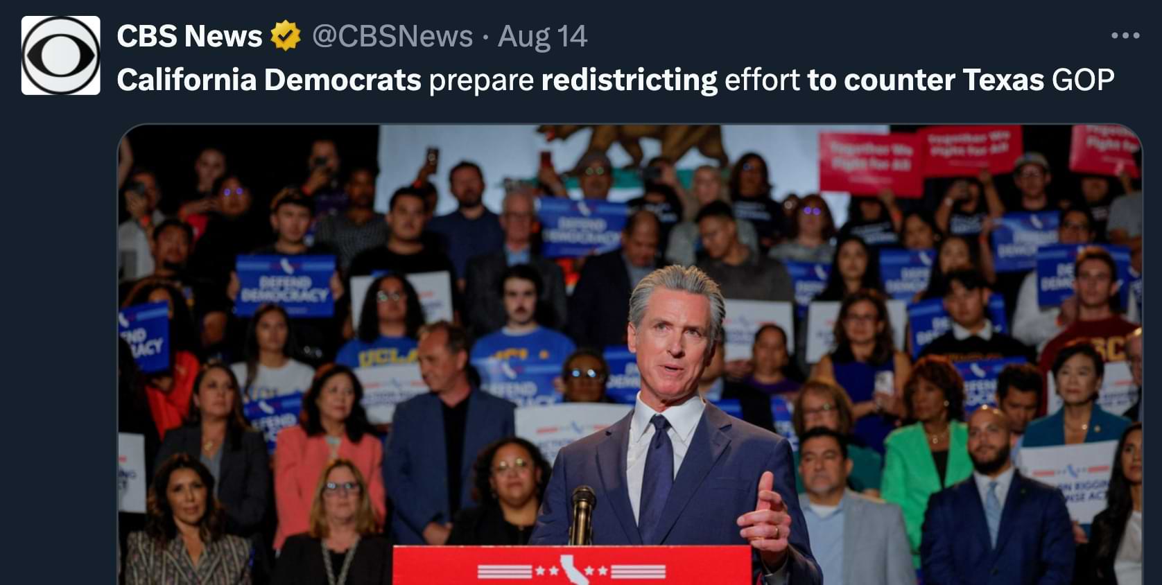 CBS News: California Democrats prepare redistricting effort to counter Texas GOP